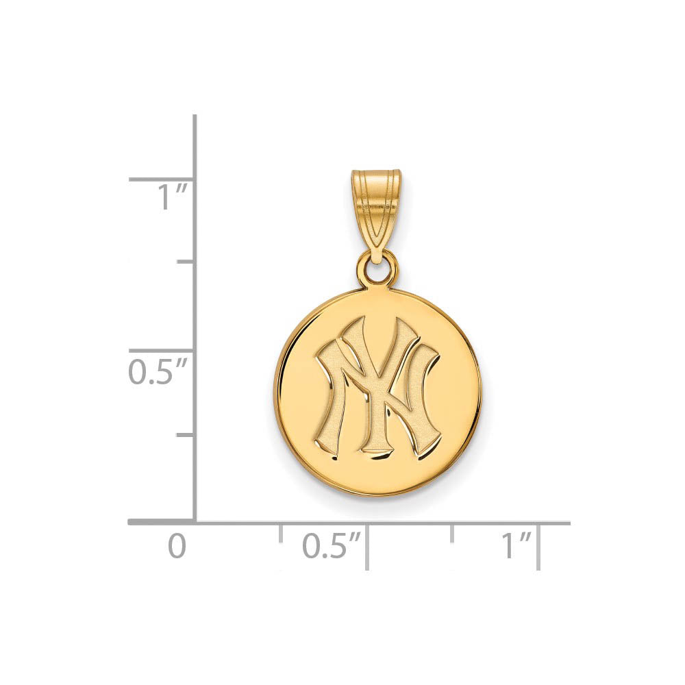 Alternate view of the 14K Yellow Gold MLB New York Yankees Medium Disc Pendant by The Black Bow Jewelry Co.