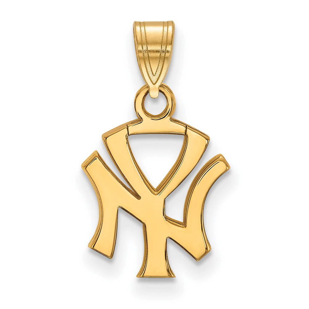 14K Yellow Gold MLB New York Yankees Small Pendant, Item P32568 by The Black Bow Jewelry Co.