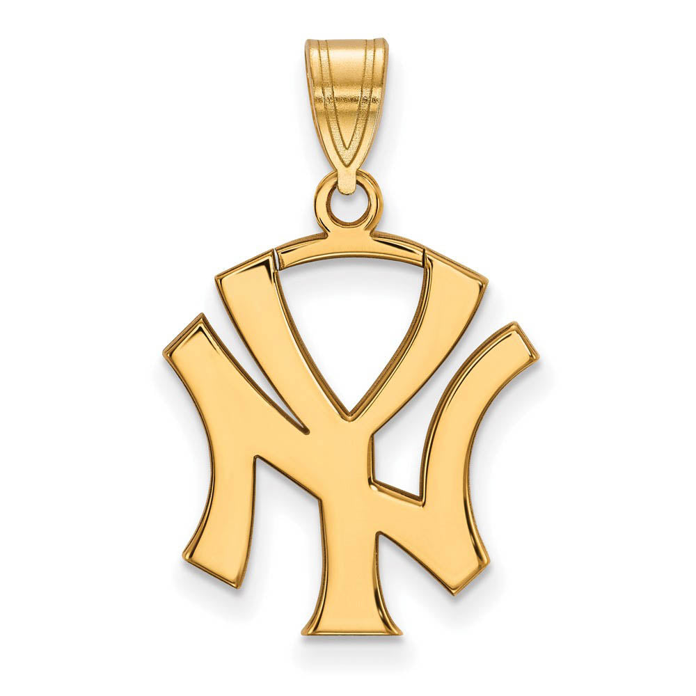 14K Yellow Gold MLB New York Yankees Large Pendant, Item P32570 by The Black Bow Jewelry Co.
