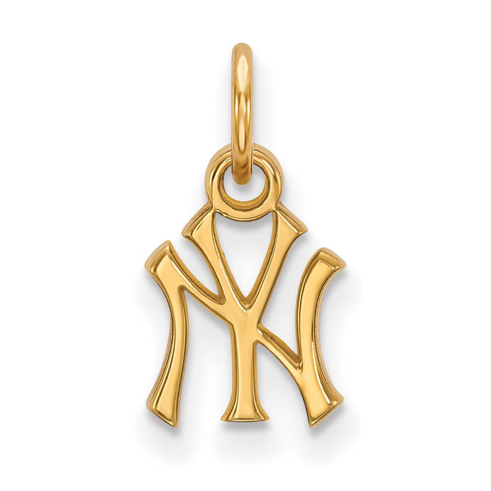 14K Gold Plated Silver MLB New York Yankees XS (Tiny) Charm, Item P32573 by The Black Bow Jewelry Co.