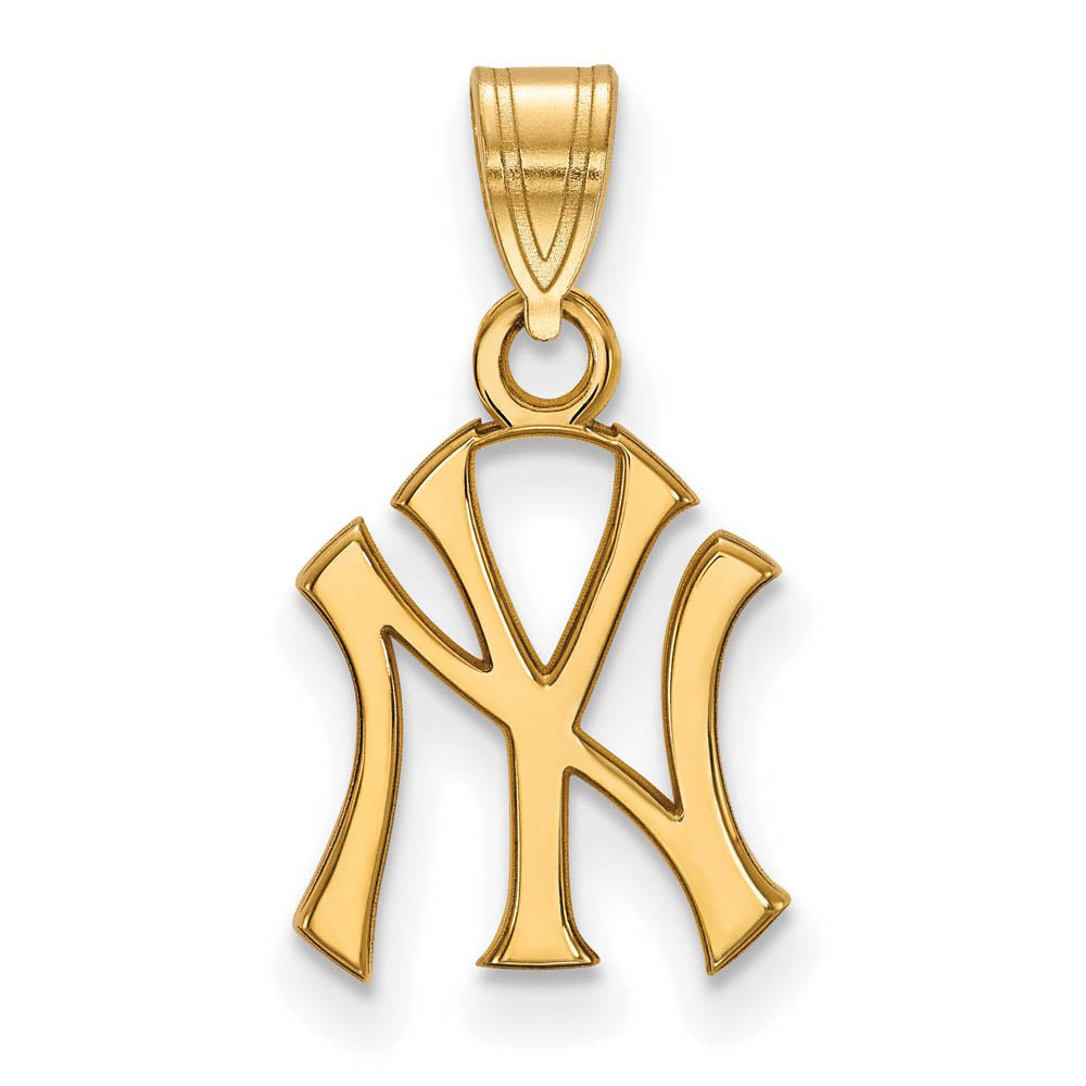 14K Gold Plated Silver MLB New York Yankees Small Pendant, Item P32574 by The Black Bow Jewelry Co.
