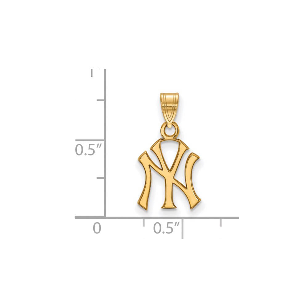 Alternate view of the 14K Gold Plated Silver MLB New York Yankees Small Pendant by The Black Bow Jewelry Co.