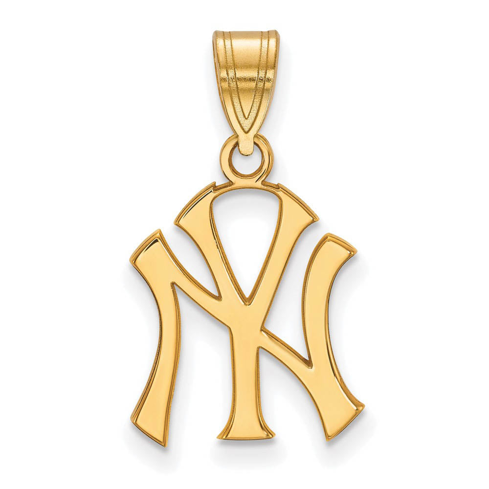 14K Gold Plated Silver MLB New York Yankees Medium Pendant, Item P32575 by The Black Bow Jewelry Co.