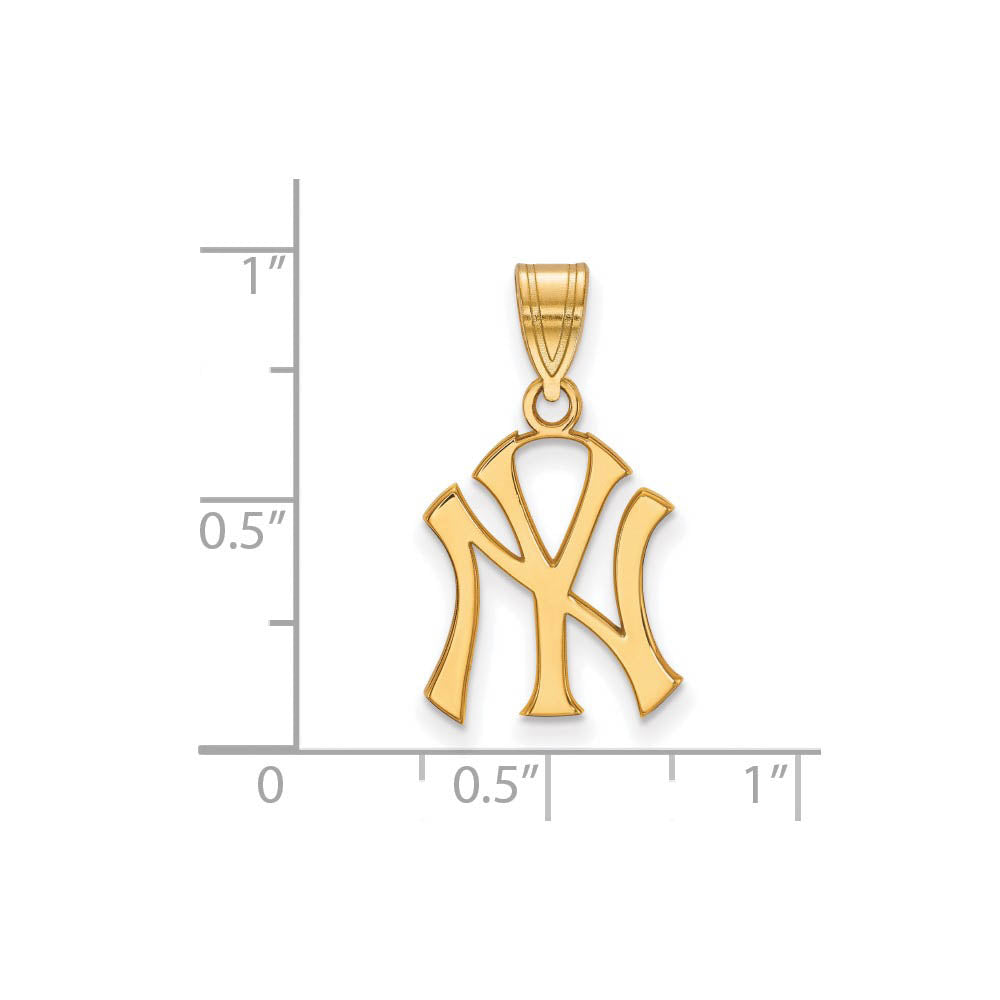 Alternate view of the 14K Gold Plated Silver MLB New York Yankees Medium Pendant by The Black Bow Jewelry Co.
