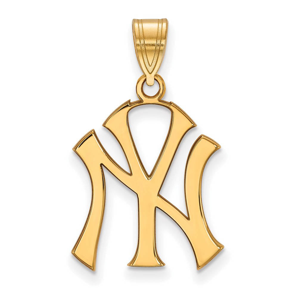 14K Gold Plated Silver MLB New York Yankees Large Pendant, Item P32576 by The Black Bow Jewelry Co.