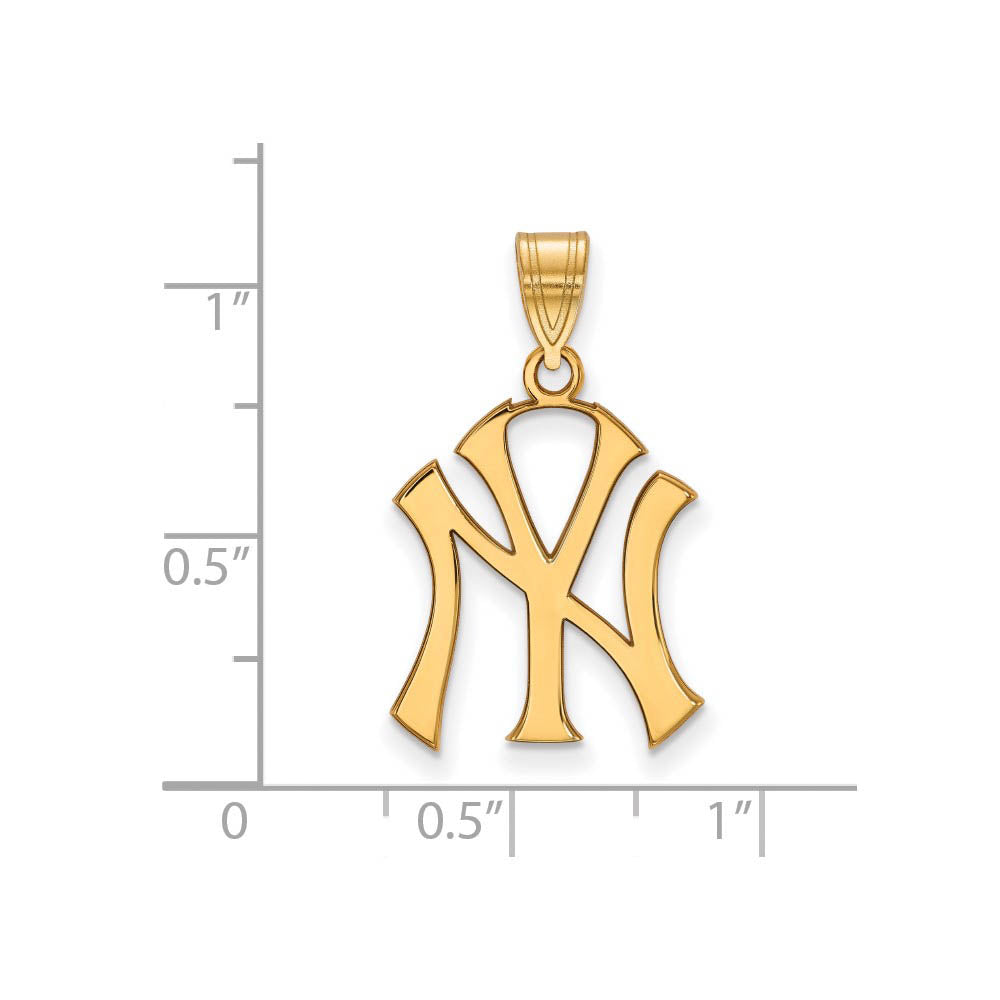 Alternate view of the 14K Gold Plated Silver MLB New York Yankees Large Pendant by The Black Bow Jewelry Co.