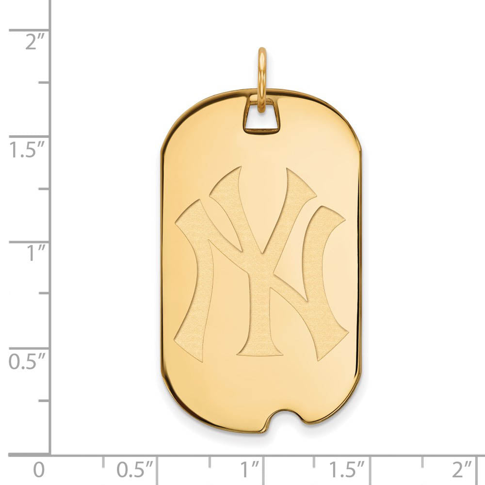 Alternate view of the 14K Gold Plated Silver MLB New York Yankees Large Dog Tag Pendant by The Black Bow Jewelry Co.
