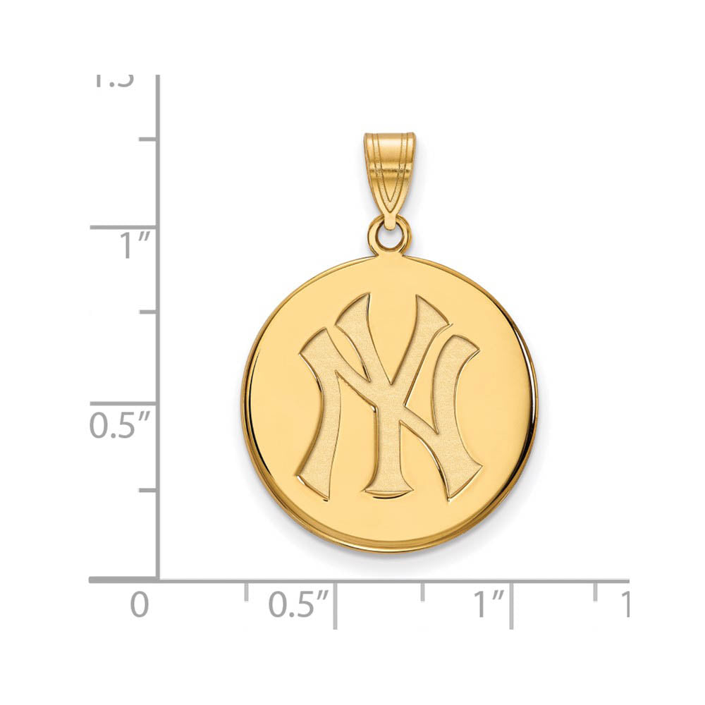 Alternate view of the 14K Gold Plated Silver MLB New York Yankees Large Disc Pendant by The Black Bow Jewelry Co.