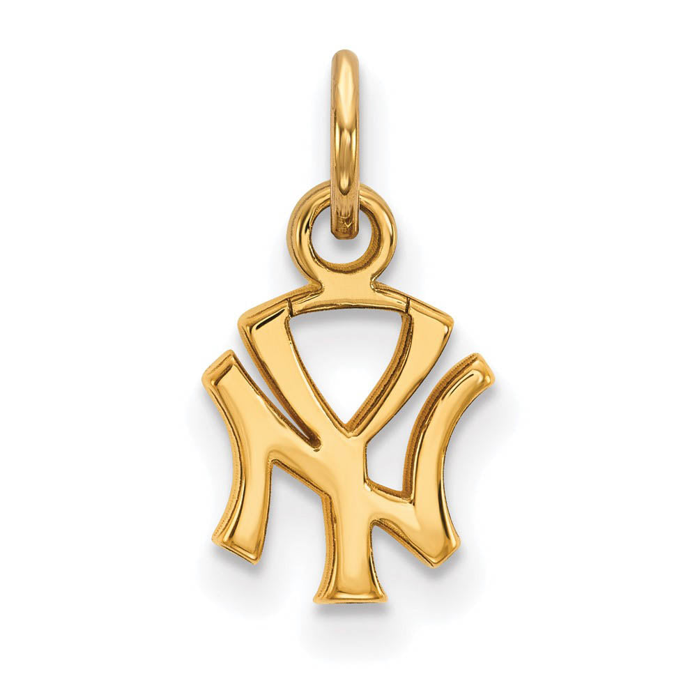 14K Gold Plated Silver MLB New York Yankees XS (Tiny) N-Y Charm, Item P32583 by The Black Bow Jewelry Co.