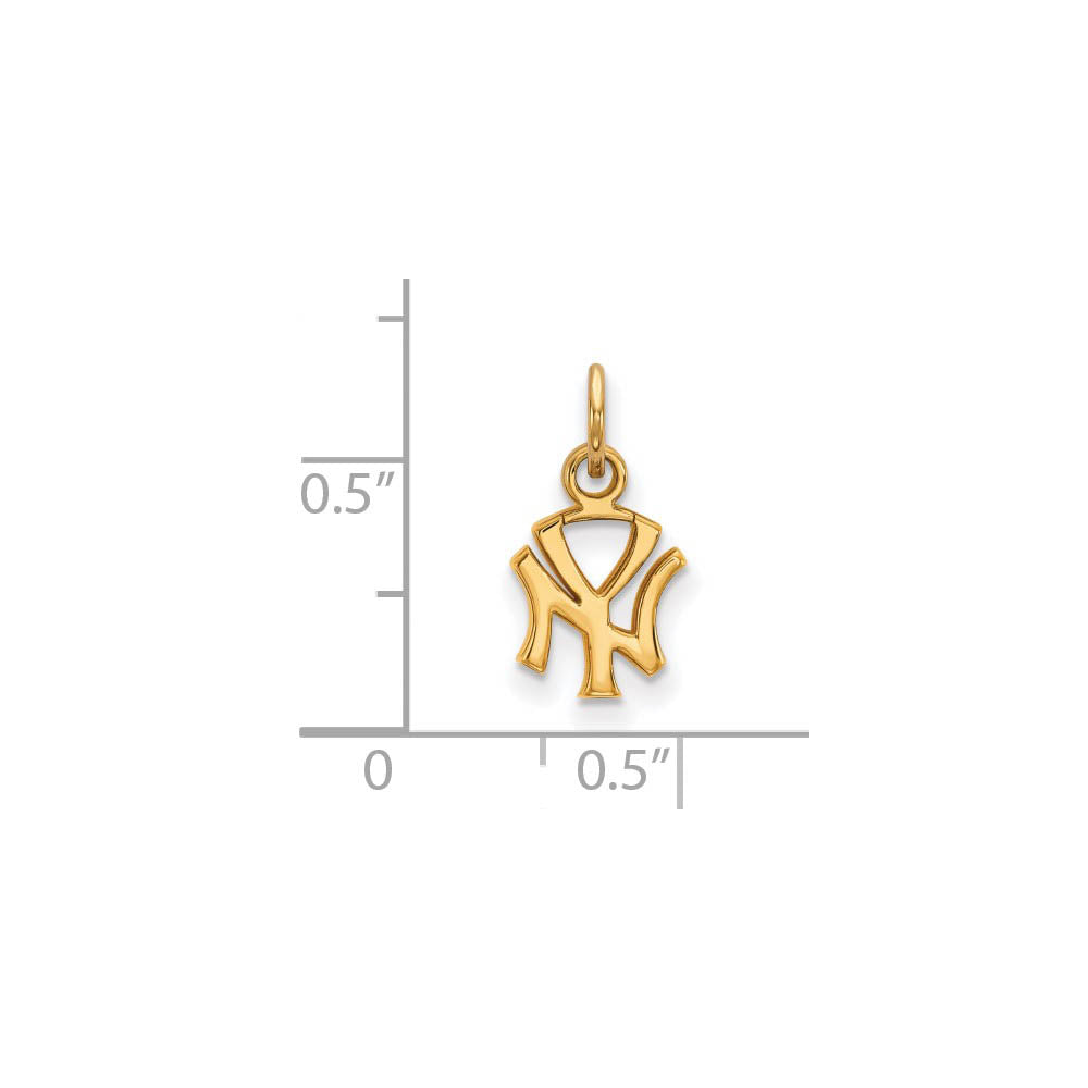 Alternate view of the 14K Gold Plated Silver MLB New York Yankees XS (Tiny) N-Y Charm by The Black Bow Jewelry Co.