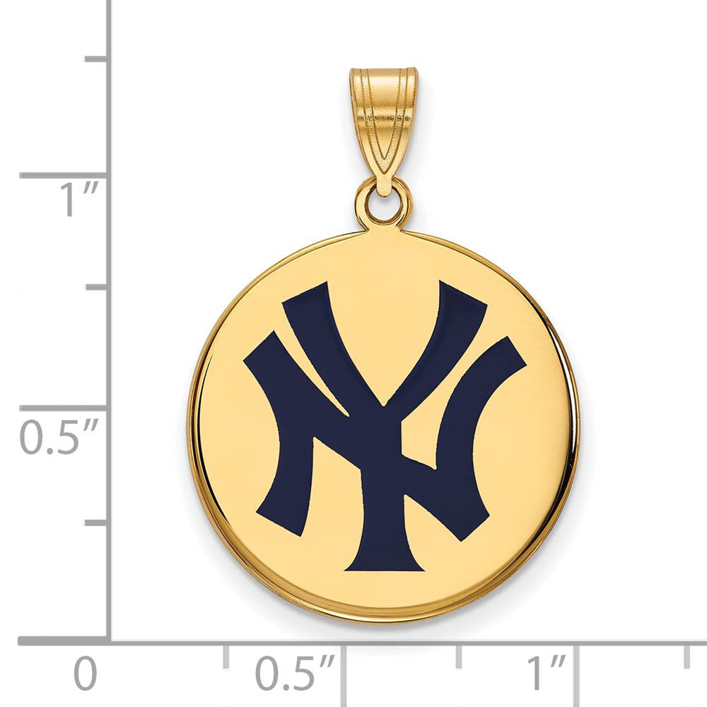 Alternate view of the 14K Gold Plated Silver MLB New York Yankees Large Enamel Disc Pendant by The Black Bow Jewelry Co.