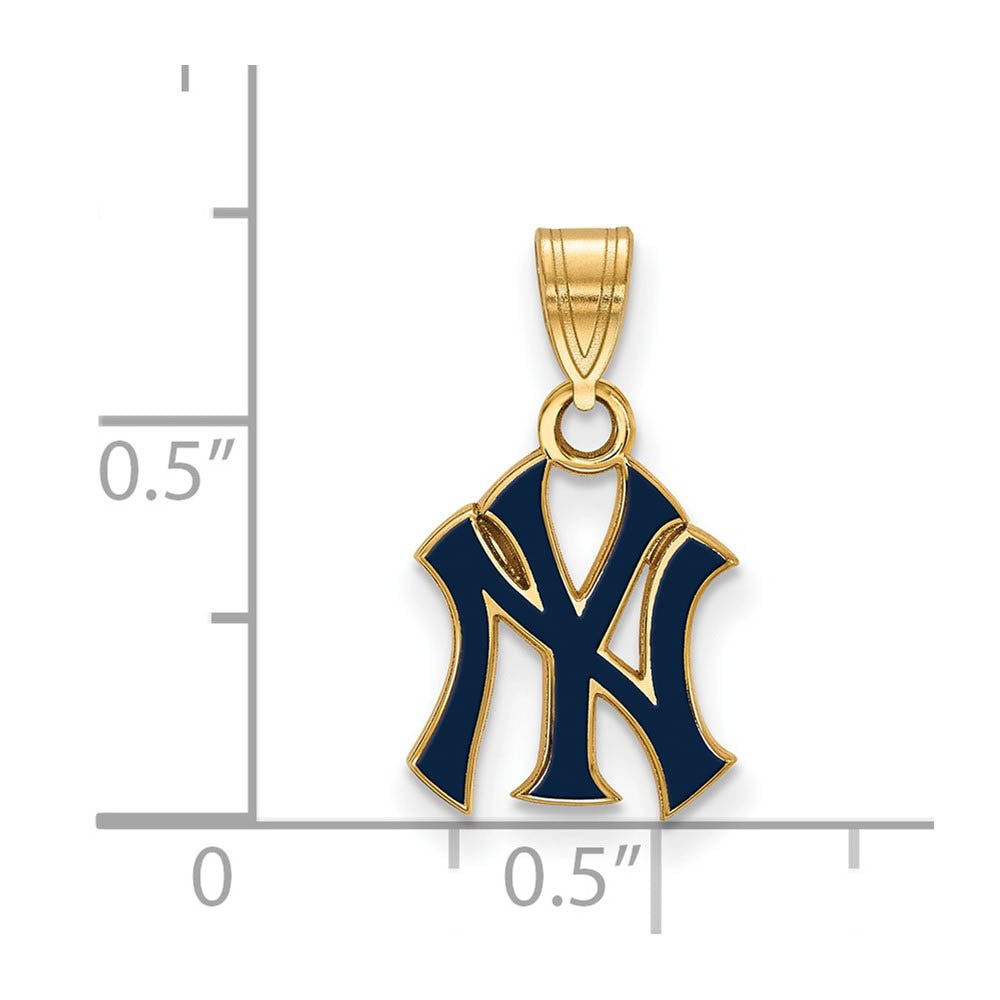 Alternate view of the 14K Gold Plated Silver MLB New York Yankees Small Enamel Pendant by The Black Bow Jewelry Co.