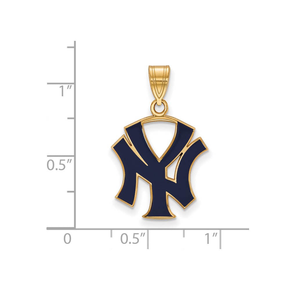 Alternate view of the 14K Gold Plated Silver MLB New York Yankees Large Enamel N-Y Pendant by The Black Bow Jewelry Co.