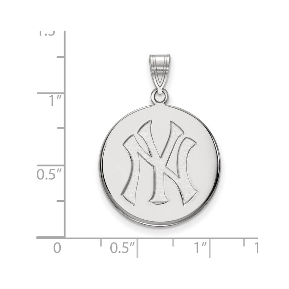 Alternate view of the Sterling Silver MLB New York Yankees Large Disc Pendant by The Black Bow Jewelry Co.