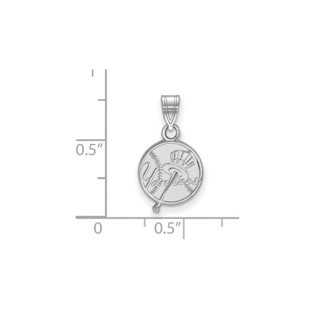 Alternate view of the Sterling Silver MLB New York Yankees SM Top Hat Script Pendant by The Black Bow Jewelry Co.