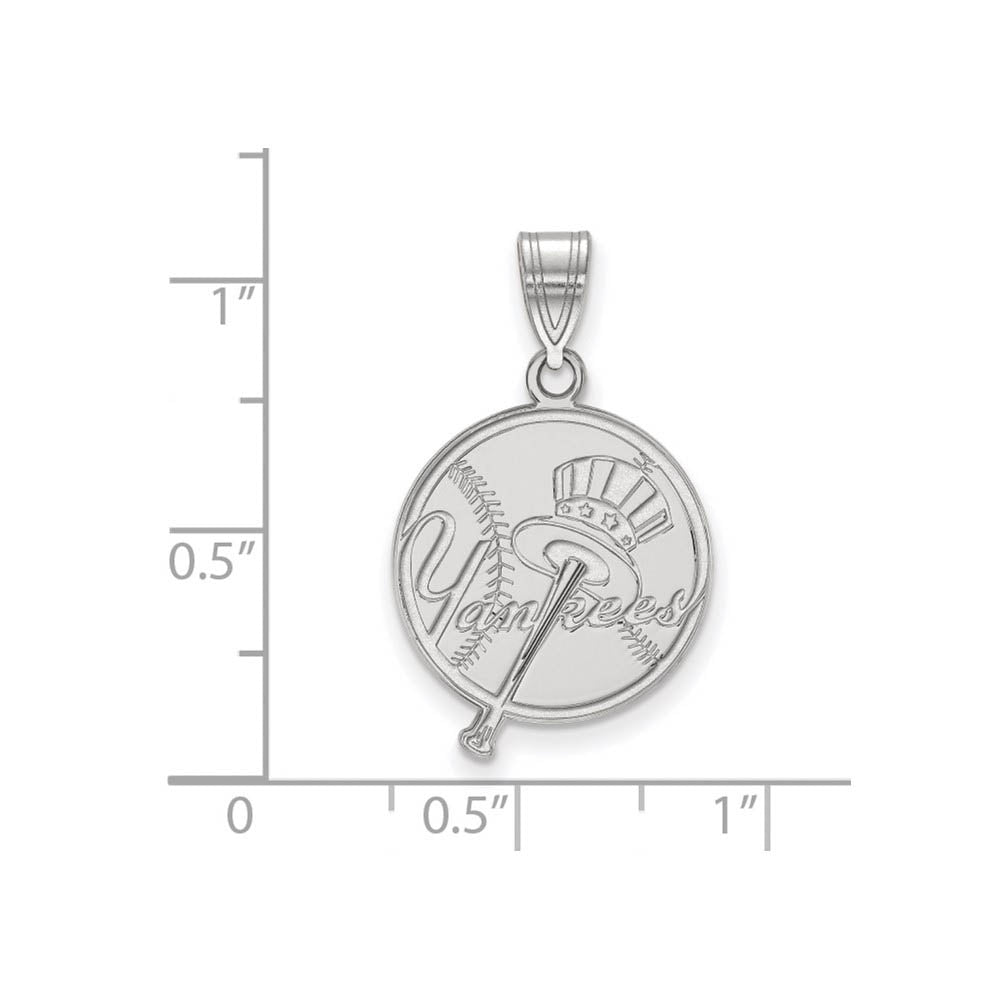 Alternate view of the Sterling Silver MLB New York Yankees MD Top Hat Script Pendant by The Black Bow Jewelry Co.