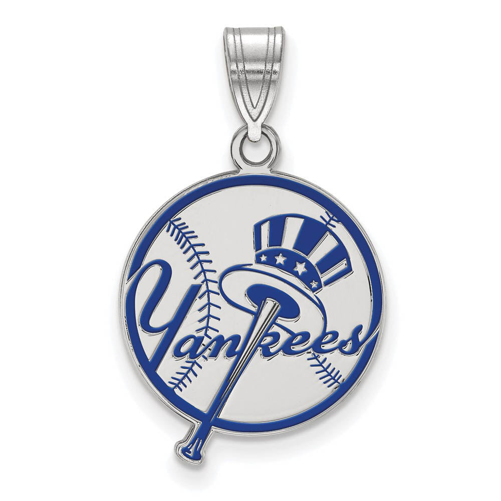 Sterling Silver MLB New York Yankees MD Top Hat Enamel Pendant, Item P32619 by The Black Bow Jewelry Co.