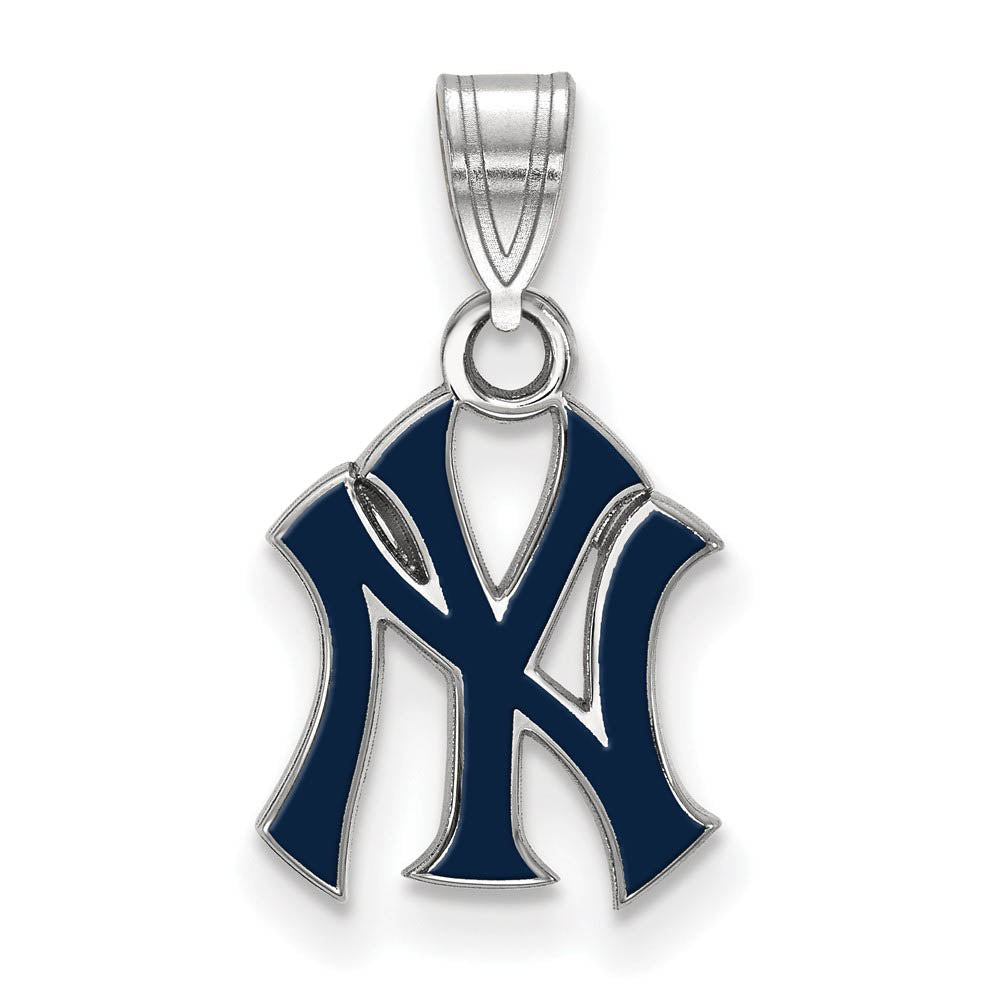 Sterling Silver MLB New York Yankees Small Enamel Pendant, Item P32620 by The Black Bow Jewelry Co.