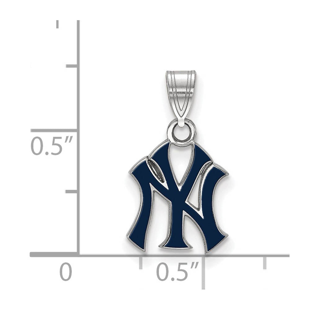 Alternate view of the Sterling Silver MLB New York Yankees Small Enamel Pendant by The Black Bow Jewelry Co.