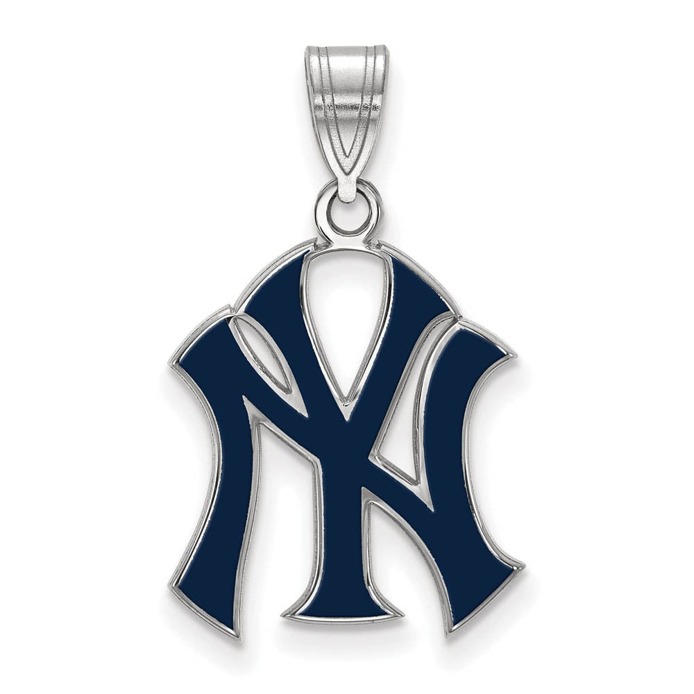 Sterling Silver MLB New York Yankees Large Enamel Pendant, Item P32621 by The Black Bow Jewelry Co.
