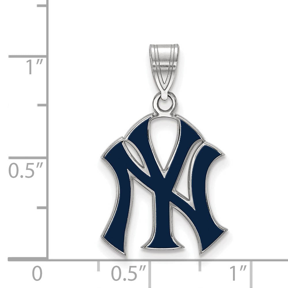 Alternate view of the Sterling Silver MLB New York Yankees Large Enamel Pendant by The Black Bow Jewelry Co.
