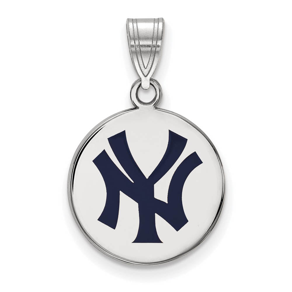 Sterling Silver MLB New York Yankees MD Enamel N-Y Disc Pendant, Item P32622 by The Black Bow Jewelry Co.