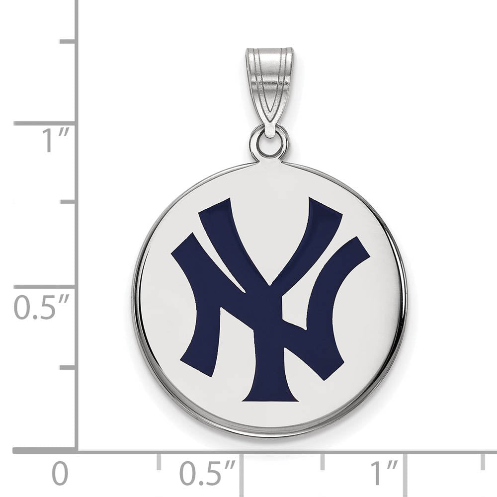 Alternate view of the Sterling Silver MLB New York Yankees LG Enamel N-Y Disc Pendant by The Black Bow Jewelry Co.