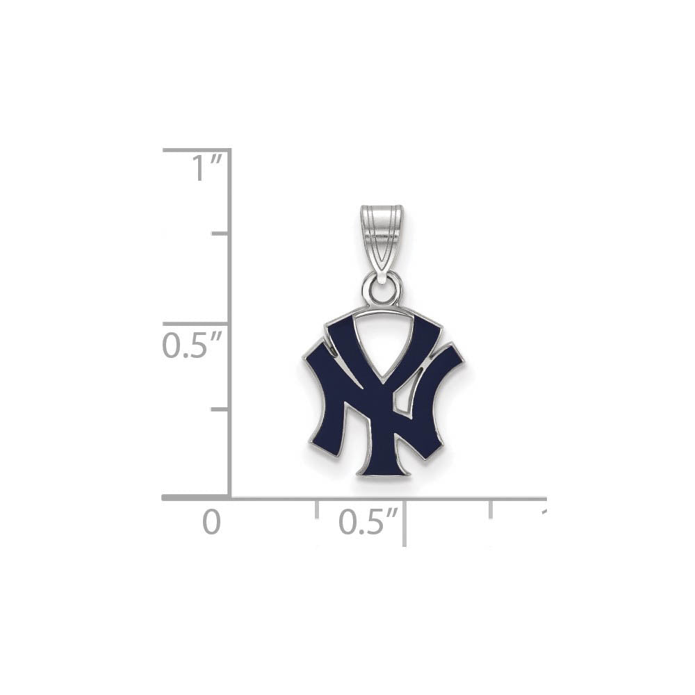 Alternate view of the Sterling Silver MLB New York Yankees SM Enamel N-Y Pendant by The Black Bow Jewelry Co.