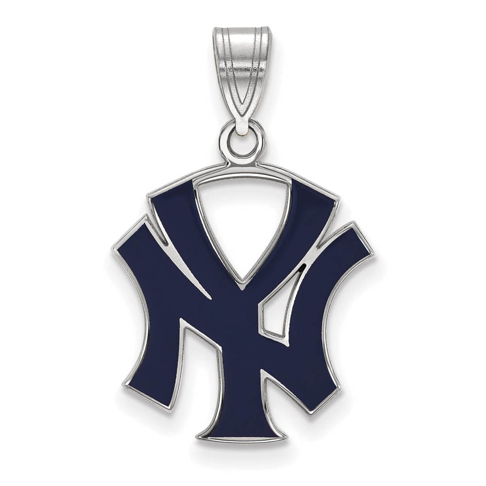 Sterling Silver MLB New York Yankees LG Enamel N-Y Pendant, Item P32625 by The Black Bow Jewelry Co.