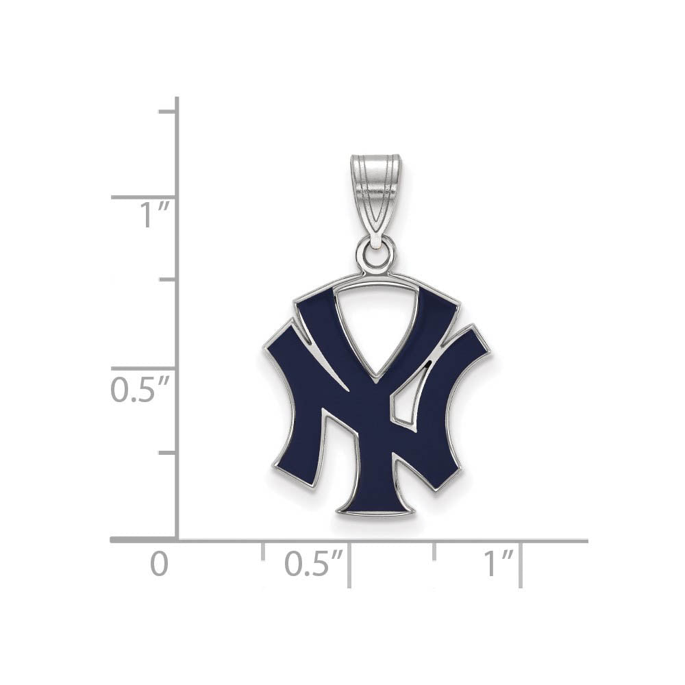 Alternate view of the Sterling Silver MLB New York Yankees LG Enamel N-Y Pendant by The Black Bow Jewelry Co.