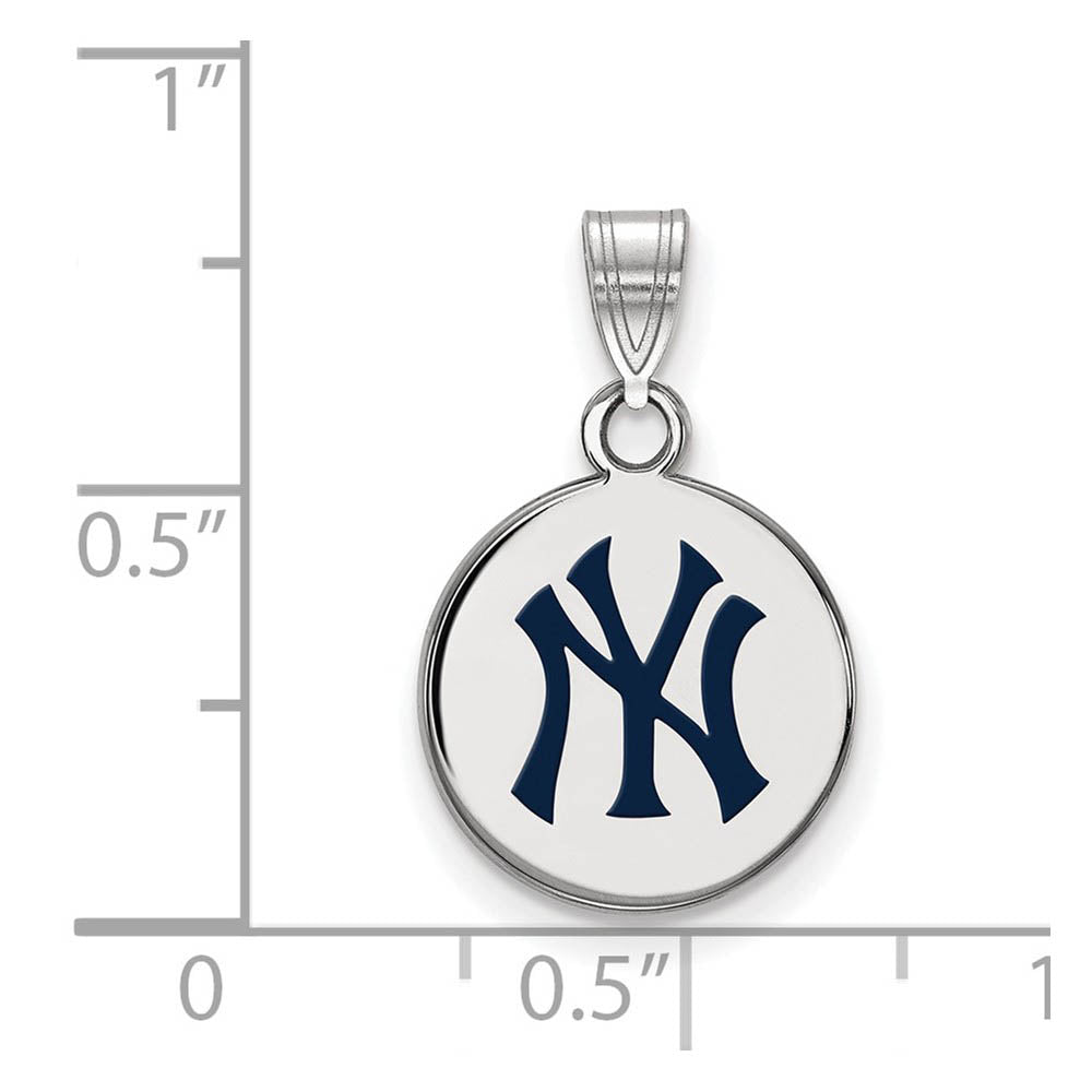 Alternate view of the Sterling Silver MLB New York Yankees SM Enamel Disc Pendant by The Black Bow Jewelry Co.