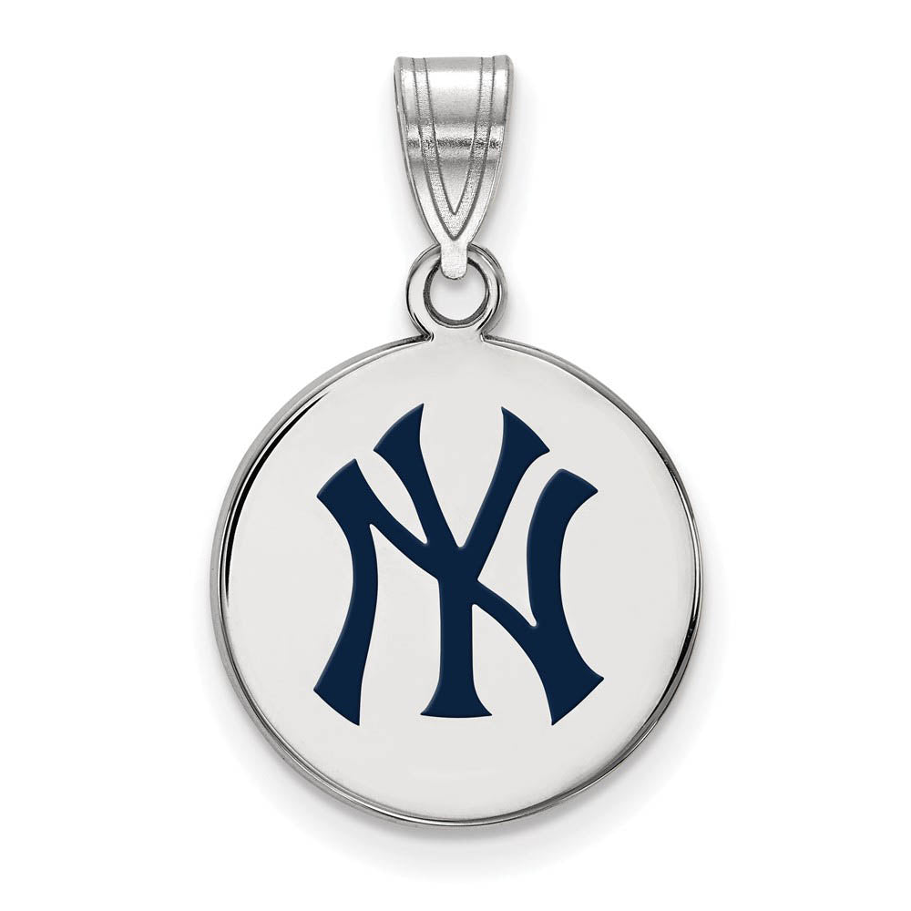 Sterling Silver MLB New York Yankees MD Enamel Disc Pendant, Item P32627 by The Black Bow Jewelry Co.