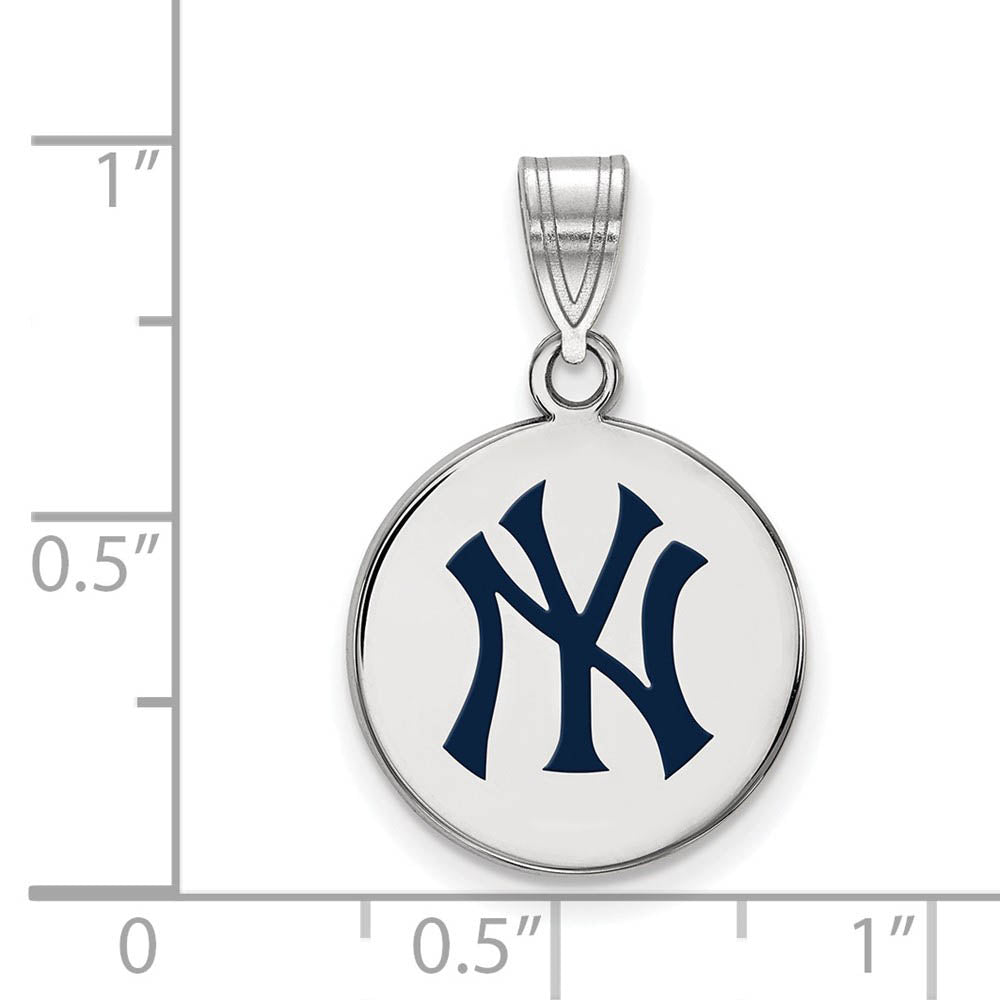 Alternate view of the Sterling Silver MLB New York Yankees MD Enamel Disc Pendant by The Black Bow Jewelry Co.