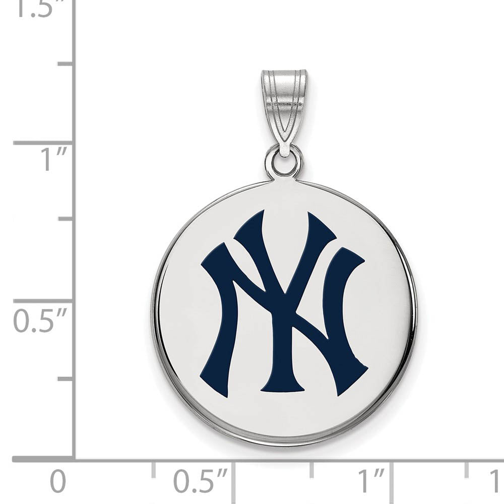 Alternate view of the Sterling Silver MLB New York Yankees LG Enamel Disc Pendant by The Black Bow Jewelry Co.