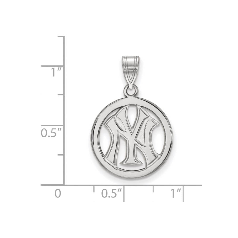 Alternate view of the Sterling Silver MLB New York Yankees Small Circle Pendant by The Black Bow Jewelry Co.