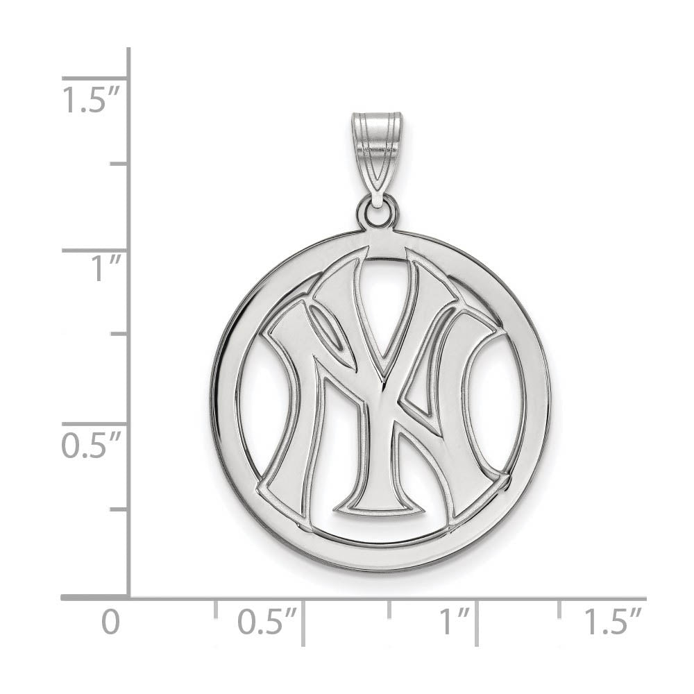 Alternate view of the Sterling Silver MLB New York Yankees Large Circle Pendant by The Black Bow Jewelry Co.