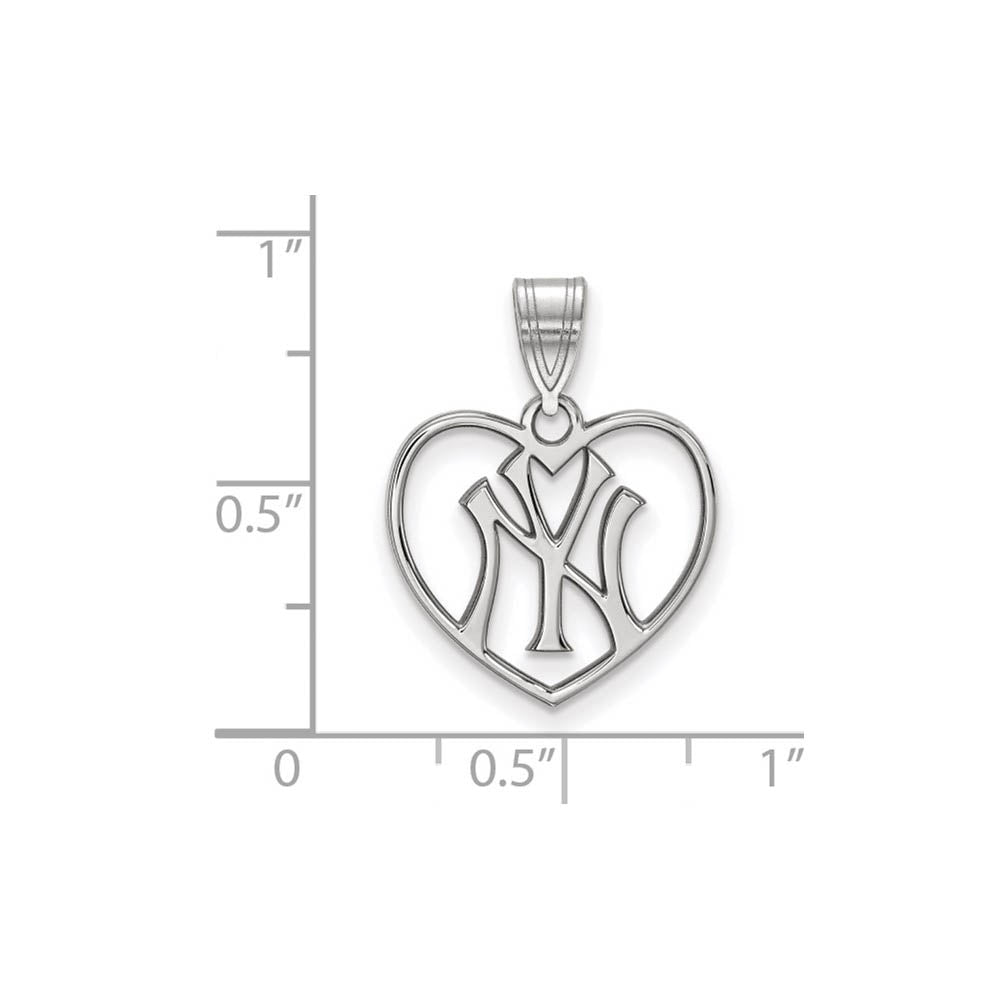 Alternate view of the Sterling Silver MLB New York Yankees Heart Pendant by The Black Bow Jewelry Co.