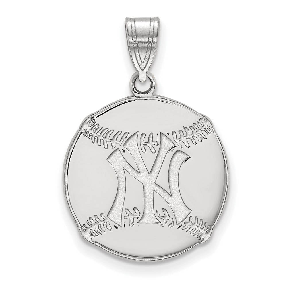Sterling Silver MLB New York Yankees LG Baseball Pendant, Item P32632 by The Black Bow Jewelry Co.
