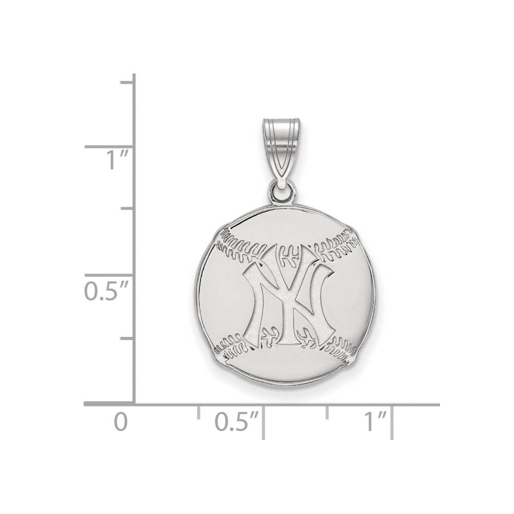 Alternate view of the Sterling Silver MLB New York Yankees LG Baseball Pendant by The Black Bow Jewelry Co.