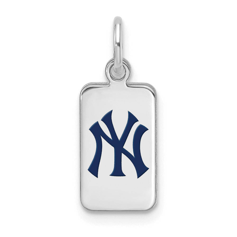 Sterling Silver MLB New York Yankees XS (Tiny) Enamel Tag Charm, Item P32634 by The Black Bow Jewelry Co.