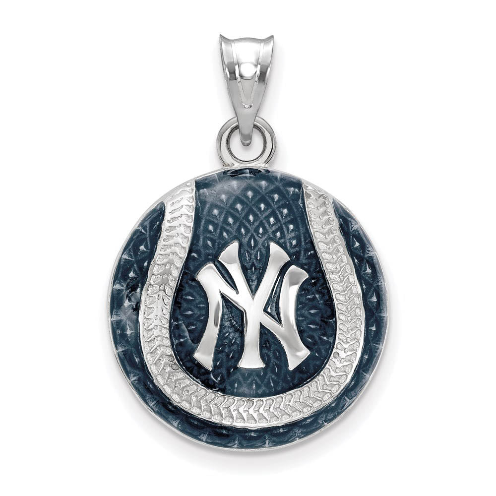 Sterling Silver MLB New York Yankees LG Enamel Baseball Pendant, Item P32635 by The Black Bow Jewelry Co.
