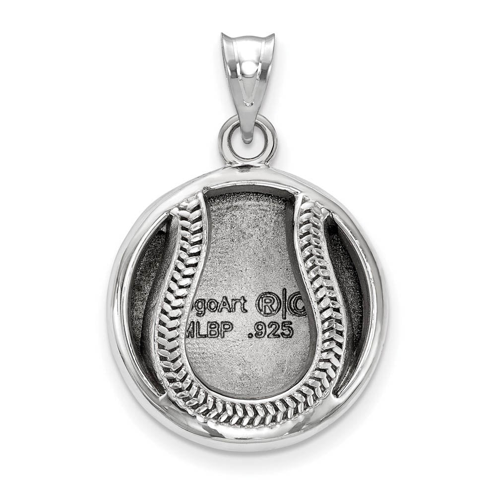 Alternate view of the Sterling Silver MLB New York Yankees LG Enamel Baseball Pendant by The Black Bow Jewelry Co.