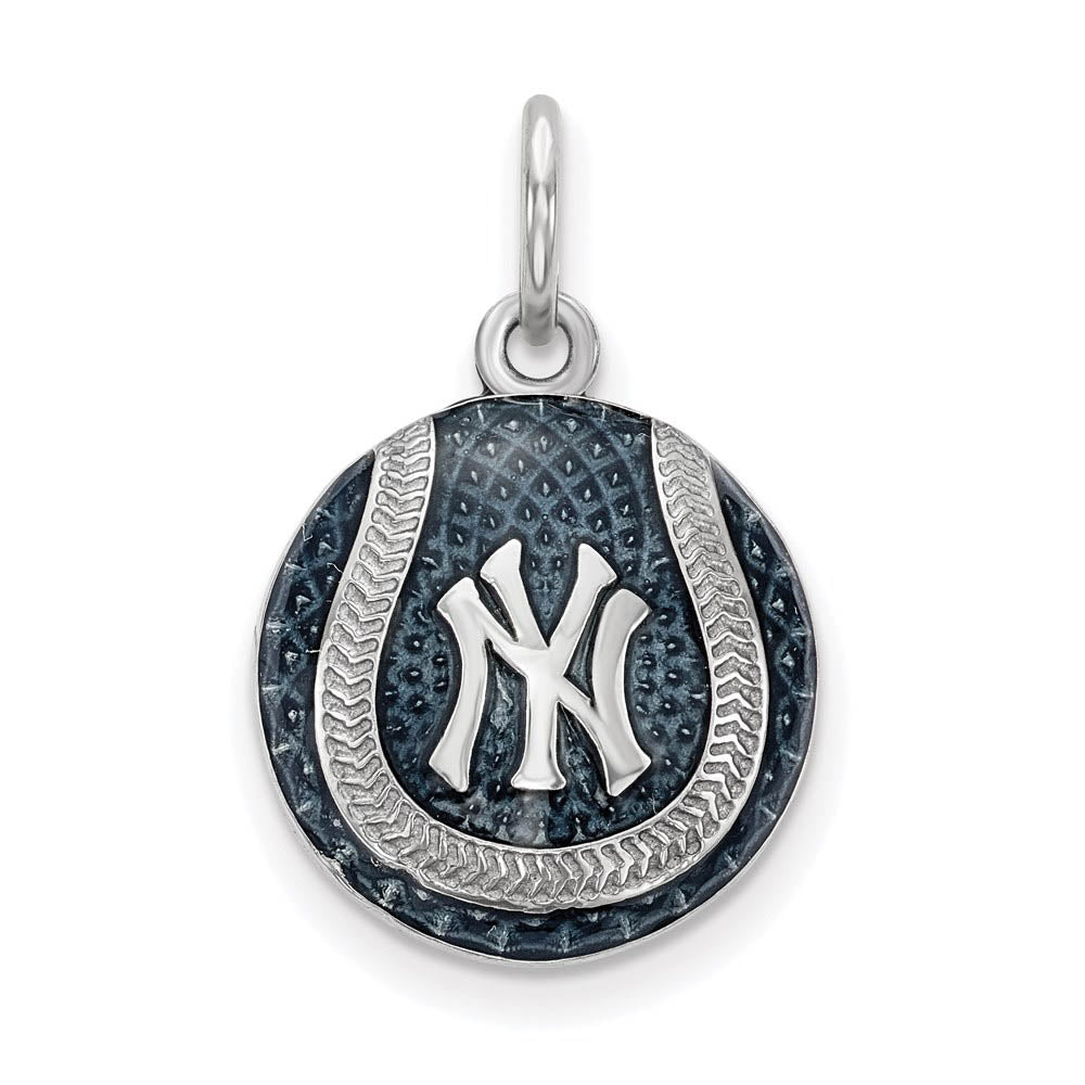 Sterling Silver MLB New York Yankees MD Enamel Baseball Charm, Item P32636 by The Black Bow Jewelry Co.