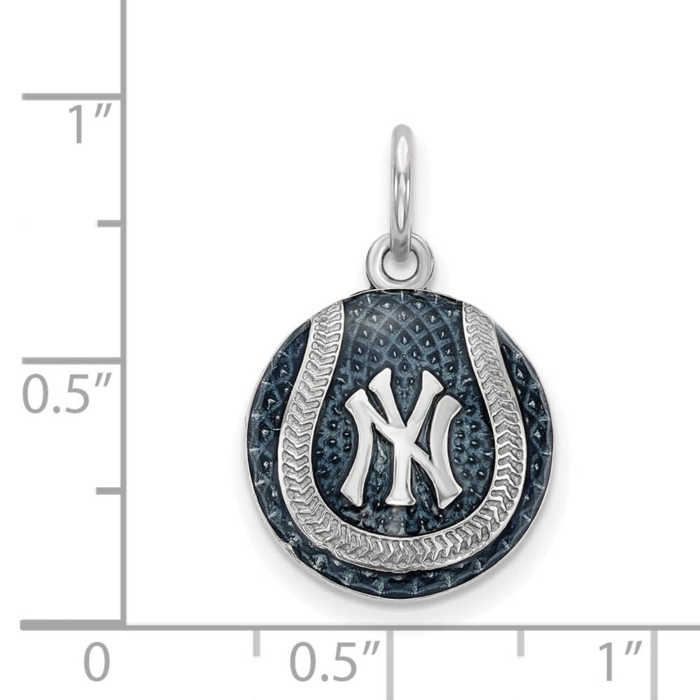 Alternate view of the Sterling Silver MLB New York Yankees MD Enamel Baseball Charm by The Black Bow Jewelry Co.