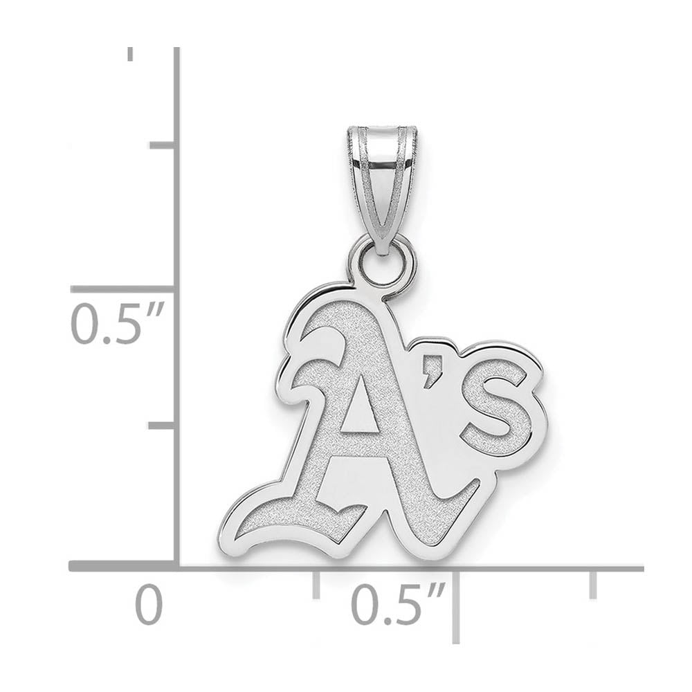 Alternate view of the 10K White Gold MLB Oakland Athletics Small Logo Pendant by The Black Bow Jewelry Co.