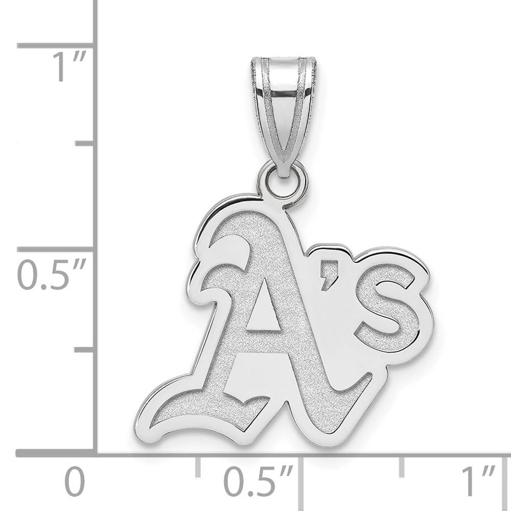 Alternate view of the 10K White Gold MLB Oakland Athletics Medium Logo Pendant by The Black Bow Jewelry Co.