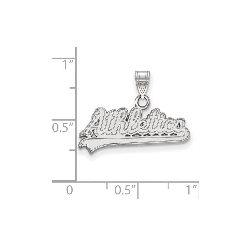 Alternate view of the 10K White Gold MLB Oakland Athletics Small Script Pendant by The Black Bow Jewelry Co.