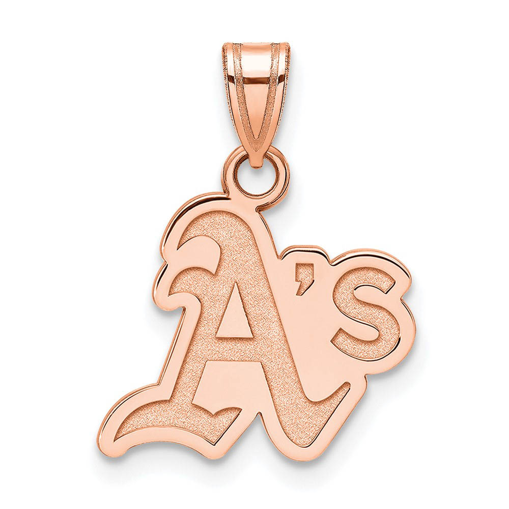 14K Rose Gold MLB Oakland Athletics Small Logo Pendant, Item P32649 by The Black Bow Jewelry Co.