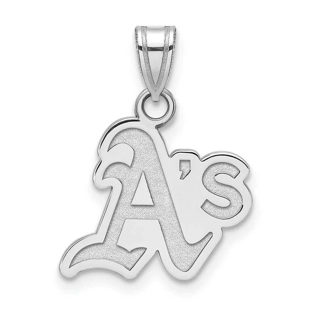 14K White Gold MLB Oakland Athletics Small Logo Pendant, Item P32650 by The Black Bow Jewelry Co.