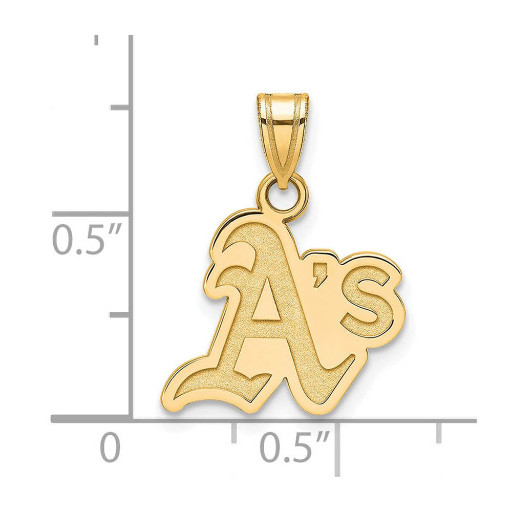 Alternate view of the 14K Yellow Gold MLB Oakland Athletics Small Logo Pendant by The Black Bow Jewelry Co.